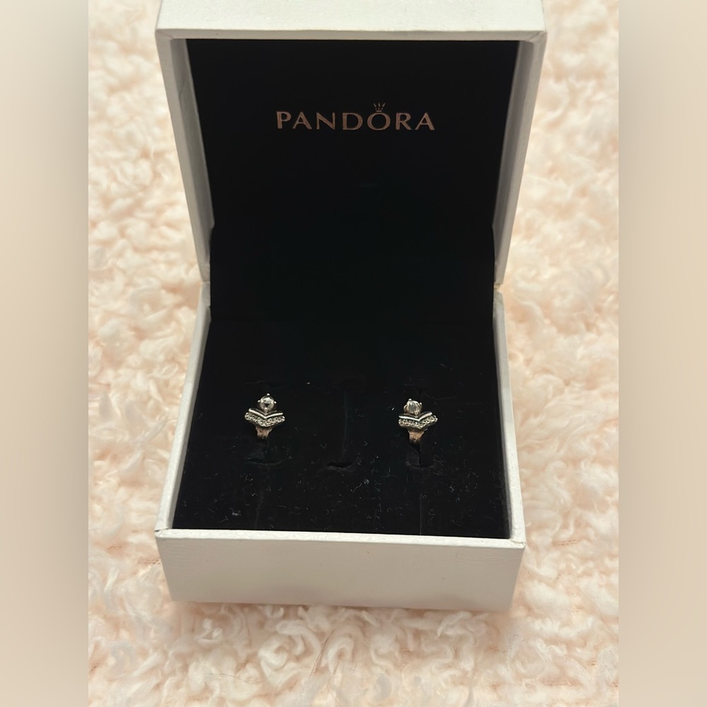 Pandora Silver and White Sparkle Earrings